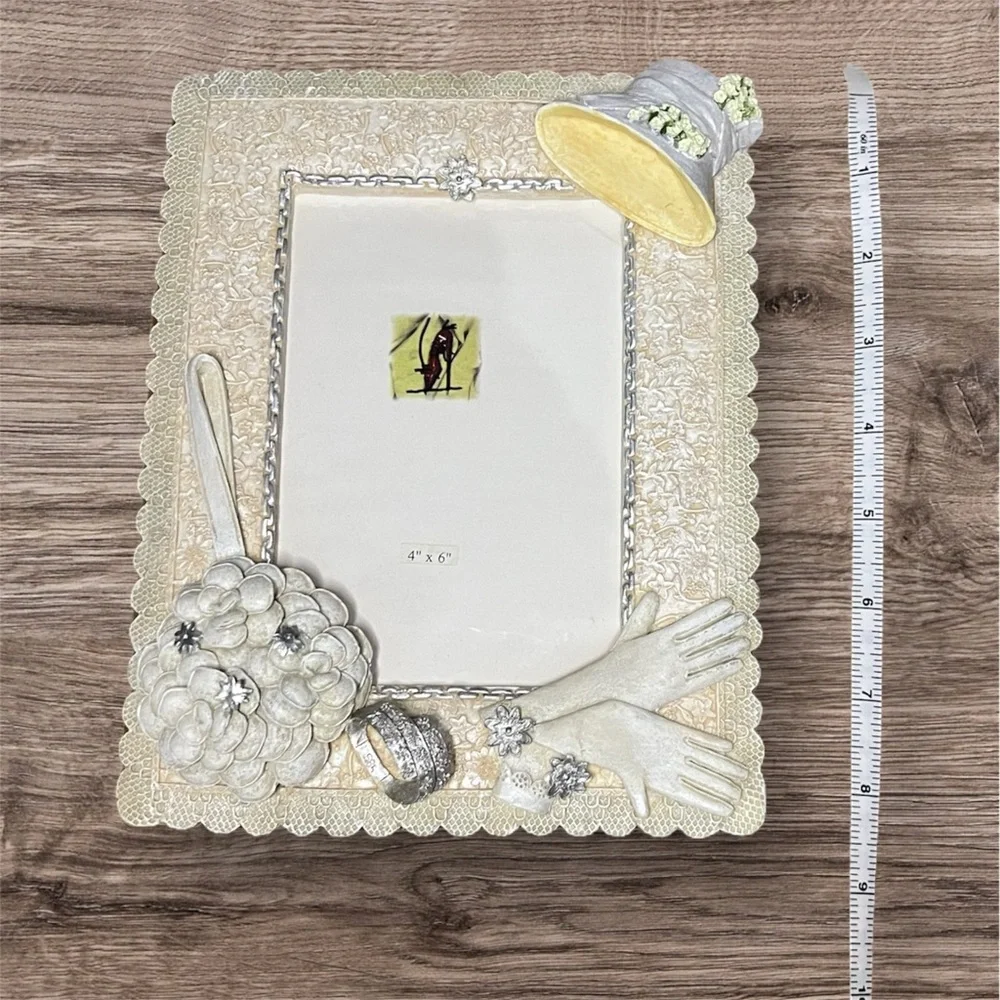 Vintage‎ Wedding Picture Frame White With Silver Trim